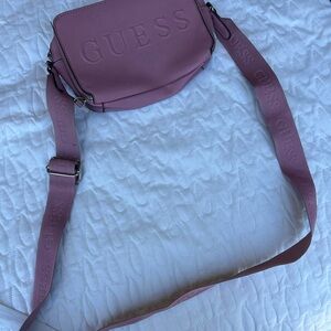 GUESS Mauve Pink Embossed Logo Crossbody Bag